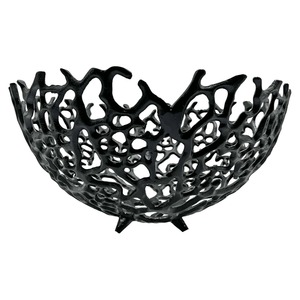 Cuenco decorativo de metal negro de alta calidad con patrón de coral calado Diseño moderno y elegante para servir elegante y acentos para el hogar - Product Image 5