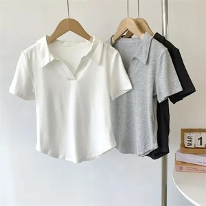Nuevo 2025 Polos personalizados para mujer Camisa elegante de verano de alta calidad para mujer Polos casuales de algodón liso - Product Image 2