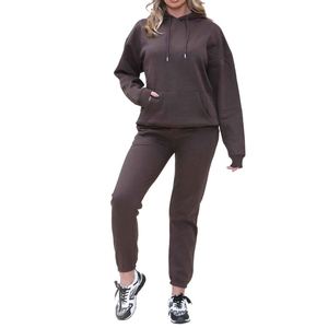 Chándal de algodón de dos piezas con logotipo personalizado para mujer Top CON CAPUCHA DE MODA Joggers con ropa deportiva para la moda diaria para el invierno - Product Image 3