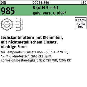 Tuerca Hexagonal DIN 985 M8 Electrogalvanizada 1000 Piezas - Product Image 1