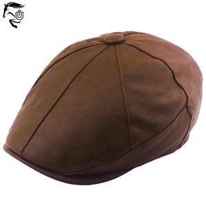 Sombrero plano de cuero PU de alta calidad, nuevo estilo, gorra de Hip Hop de marca a la moda, gorra informal Unisex para fiesta en la playa, sombreros de hiedra a rayas para adultos de invierno - Product Image 4