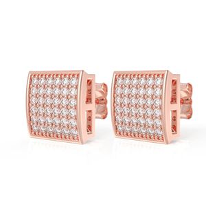 Round Cut Moissanite Square Stud <b>Earrings</b> For Unisex - Product Image 2