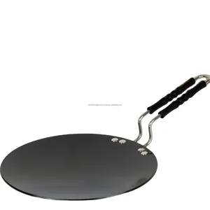 Iron Tawa Tava Crepe Pancake Pan Chapati Roti Concave Wooden Handle Heavy  Duty