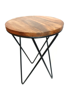 Nouveau design Table d'appoint à 2 pieds avec dessus en bois enduit de poudre noire Table d'angle décorative pour salon Table basse - Product Image 5