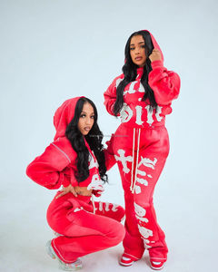 ชุดสเวตสูทผ้าฝ้ายเนื้อหนาปักลายใหม่สไตล์ OEM พร้อมฮู้ดปักลายแบบดิสเทรสสำหรับผู้ชาย - Product Image 5