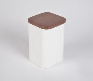 Creative Low MOQ Handmade White Galvanized Iron <b>Box</b> With Wooden Lid <b>Large</b> Manufacturer Wholesaler - Product Image 1