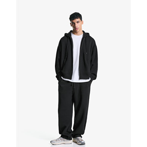 Sweats à capuche personnalisés de haute qualité pour hommes couleur noire biologique fermeture éclair avec capuche 450 GSM Terry 100% sweat à capuche en coton pour hommes 2025 - Product Image 4