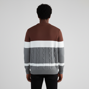 Pull en tricot acrylique à blocs de couleur, design tube, vêtements décontractés, nouvelle arrivée 2025, logo brodé personnalisé, sweat-shirt pour homme - Product Image 4