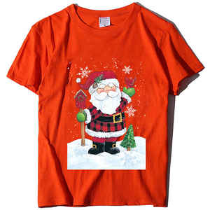 Camiseta de Navidad de alta calidad 100% algodón 220 gramos para hombre, manga corta, cuello en V, ajuste Regular, patrón frontal transpirable, estilo callejero - Product Image 6