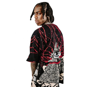 Hombres 150 gramos transpirable 100% algodón camiseta para hombres holgado ajuste holgado impreso tripulación fitness antiarrugas bolsillo - Product Image 4