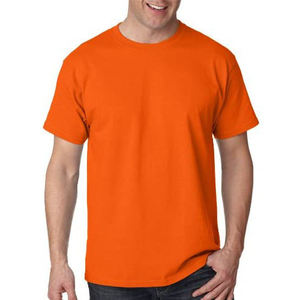 เสื้อยืดคอกลมแขนสั้นสีส้มอมแดงแบบเรียบง่ายสไตล์ลำลองสำหรับผู้ชาย - Product Image 4
