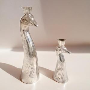 Lot de 2 bougeoirs métalliques en aluminium design oiseau - Product Image 4