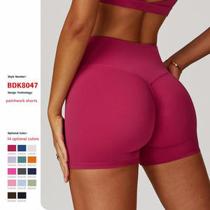 Shorts de yoga taille haute personnalisés pour contrôle du ventre, shorts de sport pour femmes, froissés et bout à bout, fabricant d'usine - Product Image 6