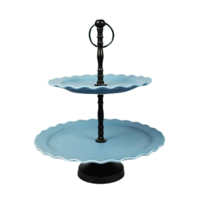 Soporte de pastel moderno único con latón decorativo, clásico, elegante, de 2 niveles, de madera y cerámica, soportes de pastel de calidad, herramientas de cocina - Product Image 3