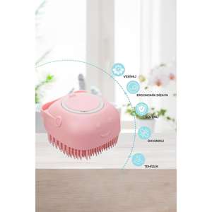 Cepillo de Lavado para Mascotas de Silicona Rosa con Dispensador de Champú para Gatos y Perros, Herramienta de Limpieza y Baño - Product Image 2