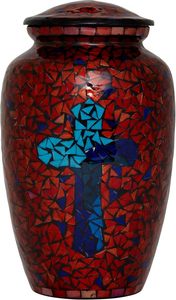 Handmade Mosaic Glass Cremation <b>Urn</b> <b>Large</b> Adult Size Burial Hand Applied Individual Tiles Unique Artwork for Funerals - Product Image 2