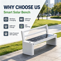 Banco Solar Inteligente para Exteriores con Carga USB Inalámbrica, Luz LED, Punto de Acceso WiFi, Resistente al Agua IP65, Mobiliario Urbano para Parques, OEM