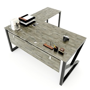 Bureau en L contemporain KConcept HBKC018 180x160mm, mobilier de bureau avec pieds métalliques assemblés pour chambre à coucher - Product Image 1
