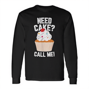 Camiseta de manga larga para panaderos '¿Necesitas pastel?' Call Me'-Cake and Cookies - Tema de Repostería - Product Image 2