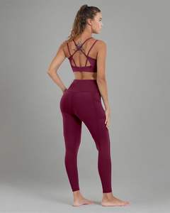 Mallas de Yoga de Spandex de cintura alta para mujer, pantalones de entrenamiento de talla grande XL con estampado sólido transpirable y control de barriga, bolsillos, recién llegado - Product Image 3