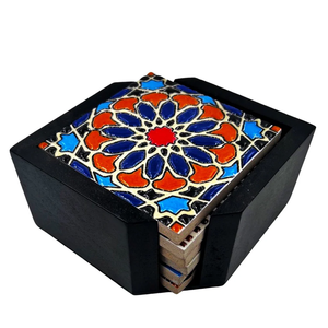 Posavasos de cerámica compacto de madera de buen aspecto, manualidades de diseño amarillo con soporte de posavasos de madera, estante para forma personalizada, los más vendidos - Product Image 6