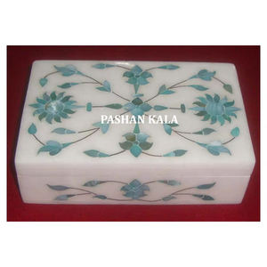 Amazing Design Handmade <b>White</b> Marble Green Mother of Pearl Inlay Rectangular Shape Jewelry <b>Gift</b> <b>Box</b> for Home Decoration Purpose - Product Image 1