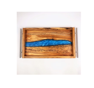 Plateau de service en bois et résine avec poignée en métal, forme et taille personnalisées à un prix très abordable - Product Image 6