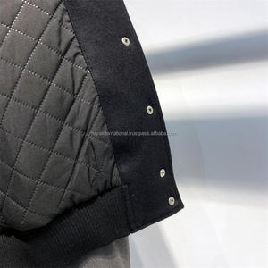 Chaqueta universitaria unisex con cuerpo de lana bordada, Mangas de cuero, cuello levantado, hecha en fábrica, personalizada para la temporada de invierno - Product Image 5