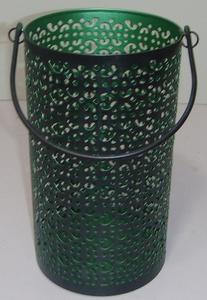 Farol Colgante Moderno de Metal Negro y Verde con Diseño Floral Calado, Portavelas para Decoración de Jardín y Hogar, Farol Votivo de Hierro - Product Image 2