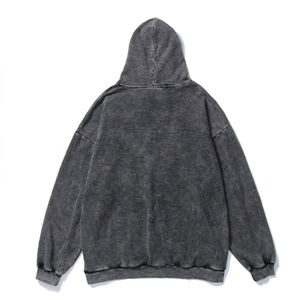 Streetwear personnalisé en coton mélangé noir vintage délavé à l'acide pull à capuche imprimé sweat à capuche pour hommes avec logo personnalisé oem vente en gros - Product Image 2