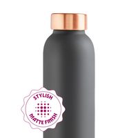 Bouteille d'eau moderne en verre cuivré noir, design de luxe personnalisable, capacité ajustable, logo, cadeau promotionnel pour usage professionnel