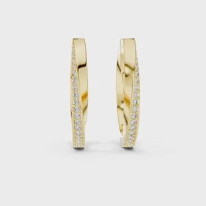 Diamond <b>Hoop</b> <b>Earrings</b> 76 Diamonds VVS Clarity D Color 925 <b>Silver</b> Sparkling and Simple - Product Image 3