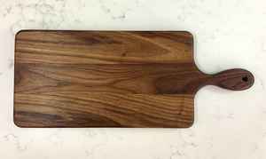 Tabla de cortar de madera con mango, mango de madera, forma de hoja, preparación para picar, tabla para servir, plato para charcutería - Product Image 2