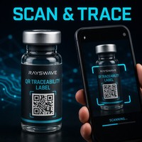 Etiqueta de Vial con Código QR de Datos Variables, Forma Personalizada, Papel Sintético PP, Etiqueta de Trazabilidad, Escaneo y Verificación, Etiqueta de Embalaje Impresa Personalizada