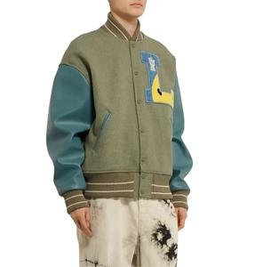 Chaqueta de invierno unisex de lana Varsity, abrigo de béisbol con cuello levantado de calle, bolsillos, diseño de retazos de invierno universitario, alta calidad - Product Image 3