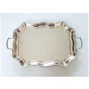 Plateau à dessert et à nourriture en aluminium au design antique, accessoires de restaurant de haute qualité en acier inoxydable gris, élégants et durables - Product Image 2