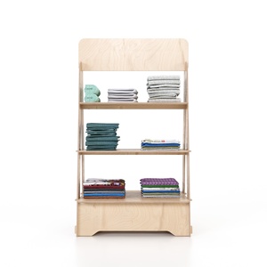 Étagères de rangement et d'exposition de vêtements en contreplaqué de bouleau pliables et extensibles de style italien moderne, personnalisées pour t-shirts, meubles de maison - Product Image 2