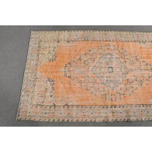 พรมตุรกีโบราณลายคลาสสิคสีส้มสีเขียว5.1 x 8.8ft งานเย็บปะทำด้วยมือวัสดุวิสคอสยางแท็บริซสำหรับวัยรุ่น - Product Image 3