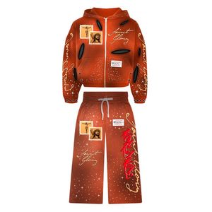 Streetwear à la mode personnalisé de haute qualité coton polaire imprimé camouflage surdimensionné soleil délavé à l'acide surdimensionné style Baggy survêtement - Product Image 5