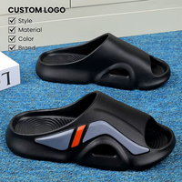 Claquettes antidérapantes en EVA à semelle épaisse pour hommes, noires, sportives, bicolores, OEM, vente en gros, logo personnalisé, faible MOQ