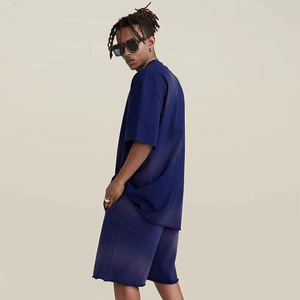 เซ็ตกางเกงขาสั้นผ้าฝ้าย100% 2ชิ้นสำหรับผู้ชายเสื้อทีเชิ้ตลำลองไซส์ใหญ่พิเศษระบายอากาศได้ดีออกแบบโลโก้ได้ตามต้องการสำหรับฤดูร้อน - Product Image 3