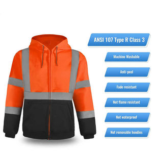 Sweat à capuche léger et respirant en coton réfléchissant avec tissu néon lumineux pour vêtements de travail de sécurité industrielle en extérieur - Product Image 5