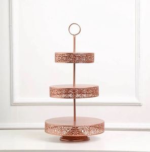 ที่วางเค้กแต่งงานสีโรสโกลด์หรูหราสำหรับจัดงานแต่งงานที่บ้านโรงแรมร้านอาหารงานเลี้ยงวันเกิด - Product Image 5