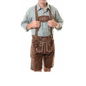 Lederhosen Alemanas Retro |   Pantalones de Cuero Estilo Bávaro Antiguo |   Ropa Tradicional Bordada de Cintura Alta para Hombre, Talla Grande - Product Image 4