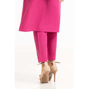 Pantalones de Mujer de Cintura Media, Teñidos con Hilo, Corte Recto, Ajuste Regular WGK-TRS-DY-417 - Product Image 1