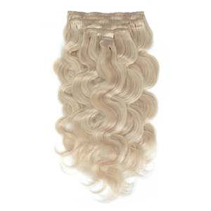 Brazilian Virgin Remy Clip in Wavy Human <b>Hair</b> <b>Extensions</b> <b>Ash</b> <b>Blonde</b> Mix #18a/1001 Soft Weft - Product Image 4