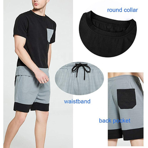 Ensembles personnalisés pour hommes en gros – Nouveaux ensembles d'été 2025 tendance – Tenues courtes 2 pièces : T-shirt col rond et short - Product Image 3