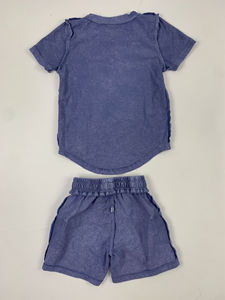 100% algodón Streetwear ropa deportiva verano Jogger Camiseta corta 2 piezas pantalones cortos conjunto Vintage ácido lavado conjunto para hombres Sun Faded - Product Image 3