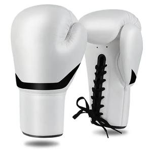 Guantes de boxeo profesionales de 14oz, cuero de alta calidad, impermeables, rayas blancas y negras, equipo de entrenamiento deportivo colorido, artes marciales - Product Image 4