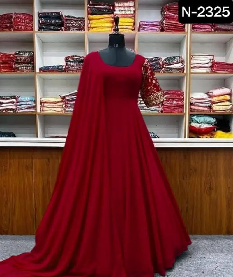 ヘビーモーダル刺Embroideryワークドレス素材パキスタンとインドのドレス素材販売ウェディングウェア女性用アナルカリガウン